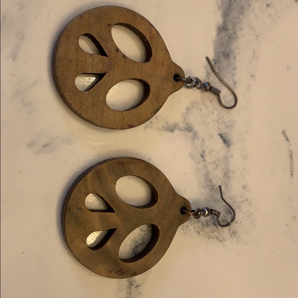 Fun peace wooden earrings
